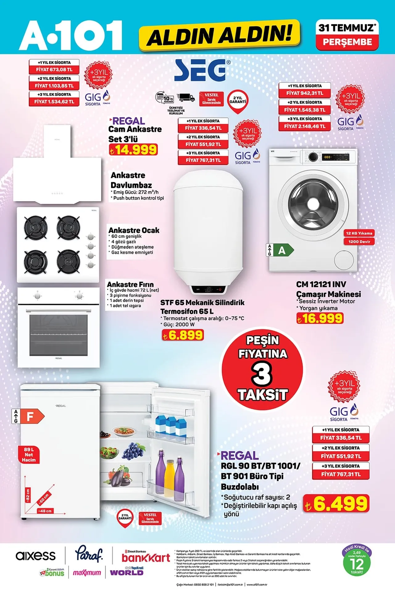 A101 aktüel indirimli ürünler kataloğu 31 Temmuz: 125 CC motosiklet, dikey süpürge, el mikseri, büro tipi buzdolabı A101'e geliyor! 3'lü cam ankastre set kaçmaz