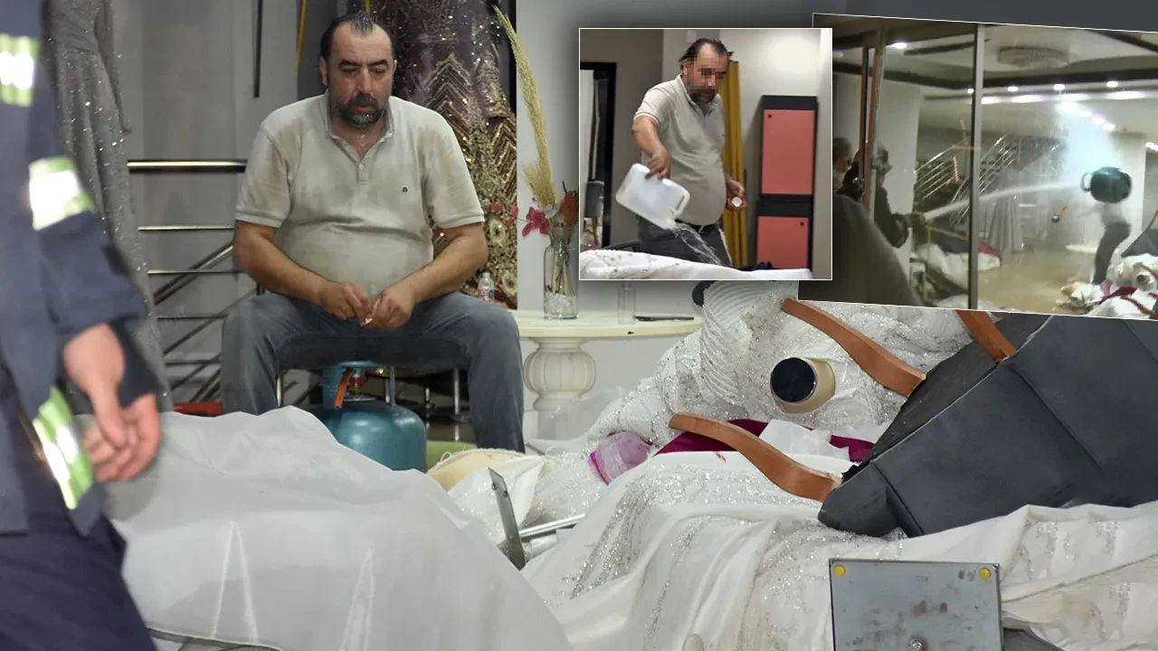 Eşine kızıp ateşle oynadı! Gelinlikçi dükkanını yakmaya çalışan adam gözaltında