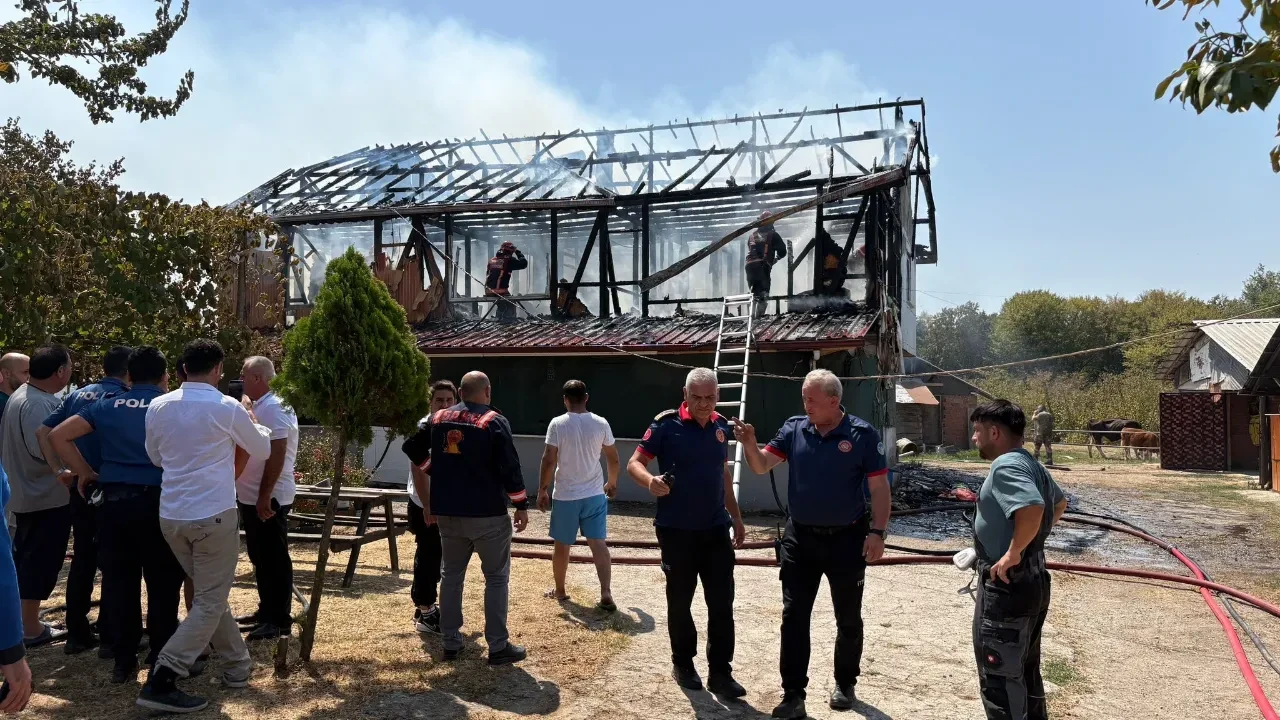 Sakarya'da iki katlı ev alevlere teslim oldu