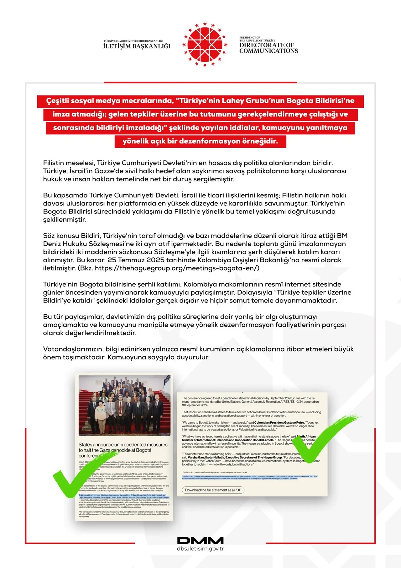 Bogota Bildirisi'nde imza tartışması! DMM'den iddialara cevap geldi