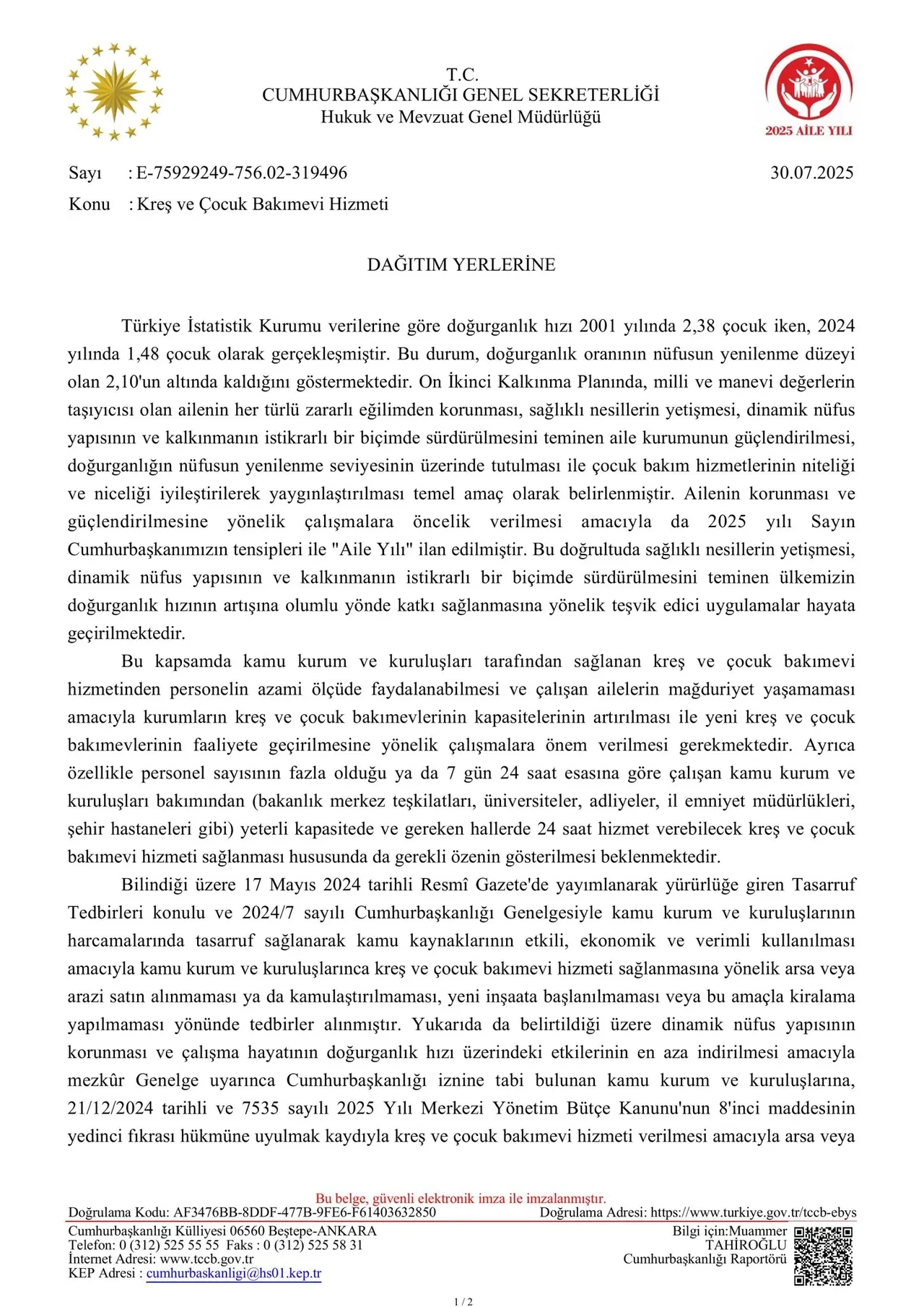 Cumhurbaşkanı Yardımcısı Yılmaz duyurdu! Kamuda kreş ve gündüz bakımevleriyle ilgili kritik karar