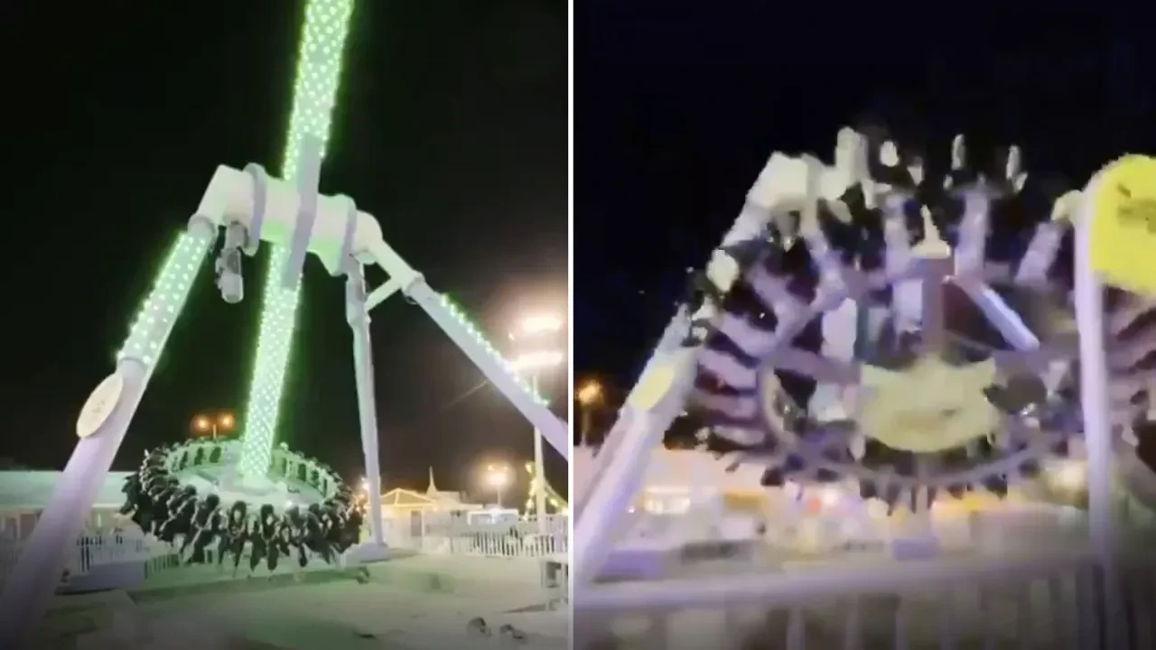 Eğlence faciaya dönüştü! Lunaparktaki dev oyun aracı kırılarak yere çakıldı