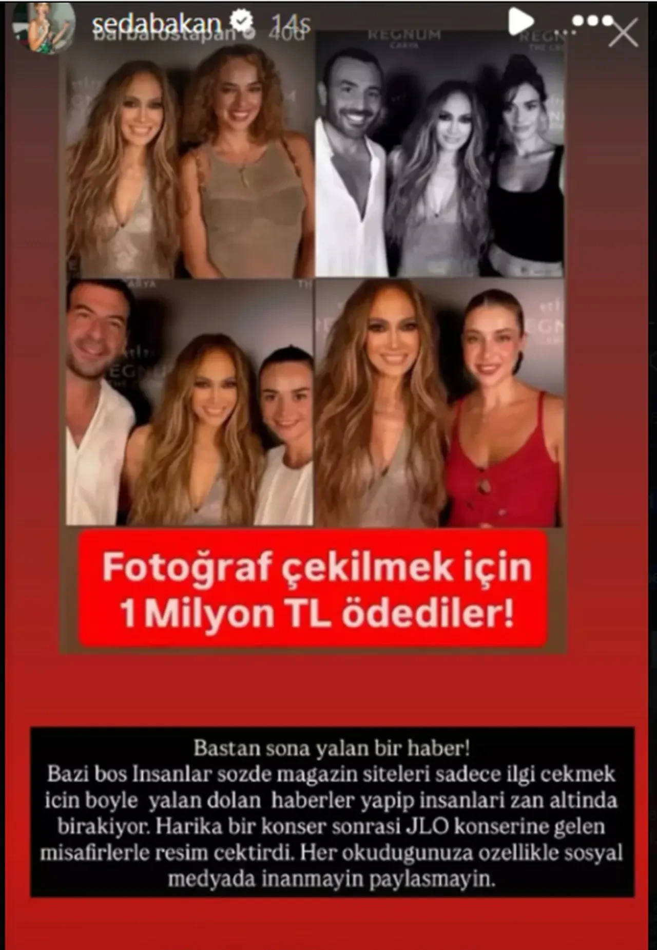 Jennifer Lopez ile fotoğraf çektirmenin bedeli 1 milyon TL değilmiş! Seda Bakan küplere bindi
