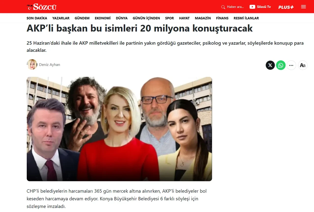 Konya Belediyesi'nden söyleşi için 8 kişiye 20 milyon verildi iddiasına açıklama