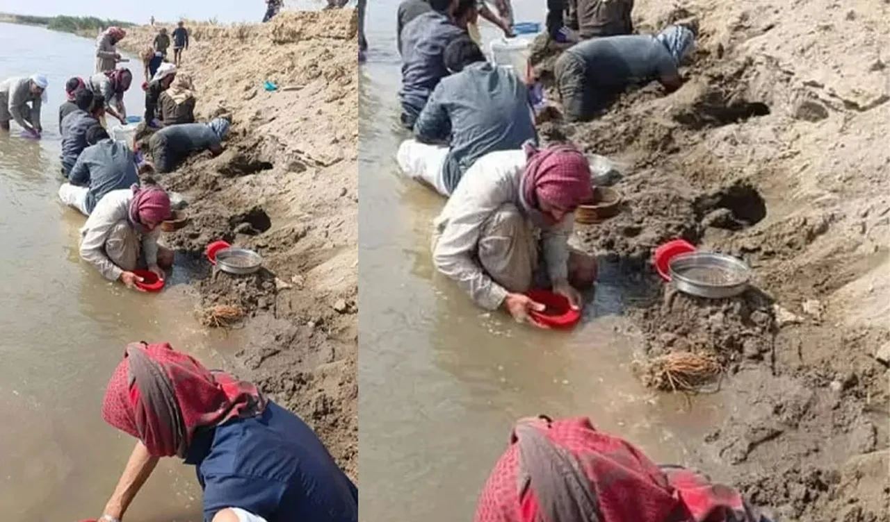 Sular çekildi, altınlar ortaya çıktı zannettiler! Herkes Fırat Nehri'ne akın etti, gerçek kısa sürede anlaşıldı