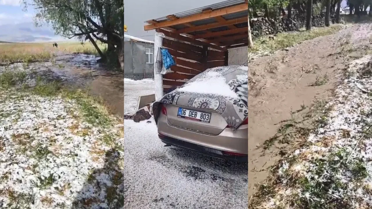 Kars yazın ortasında kışı yaşıyor! Sağanak ve dolu hayatı felç etti