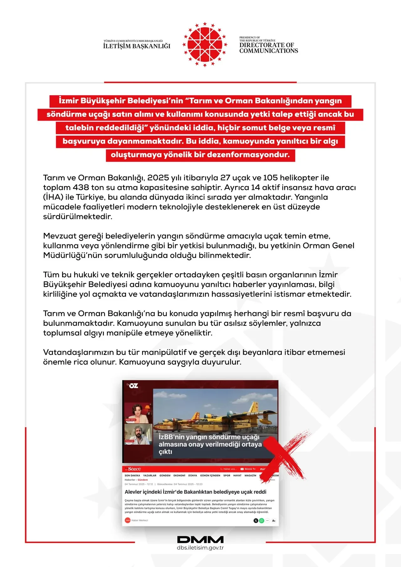 DMM'den İzmir Büyükşehir Belediyesi’nin 'yetki' iddiasına yalanlama