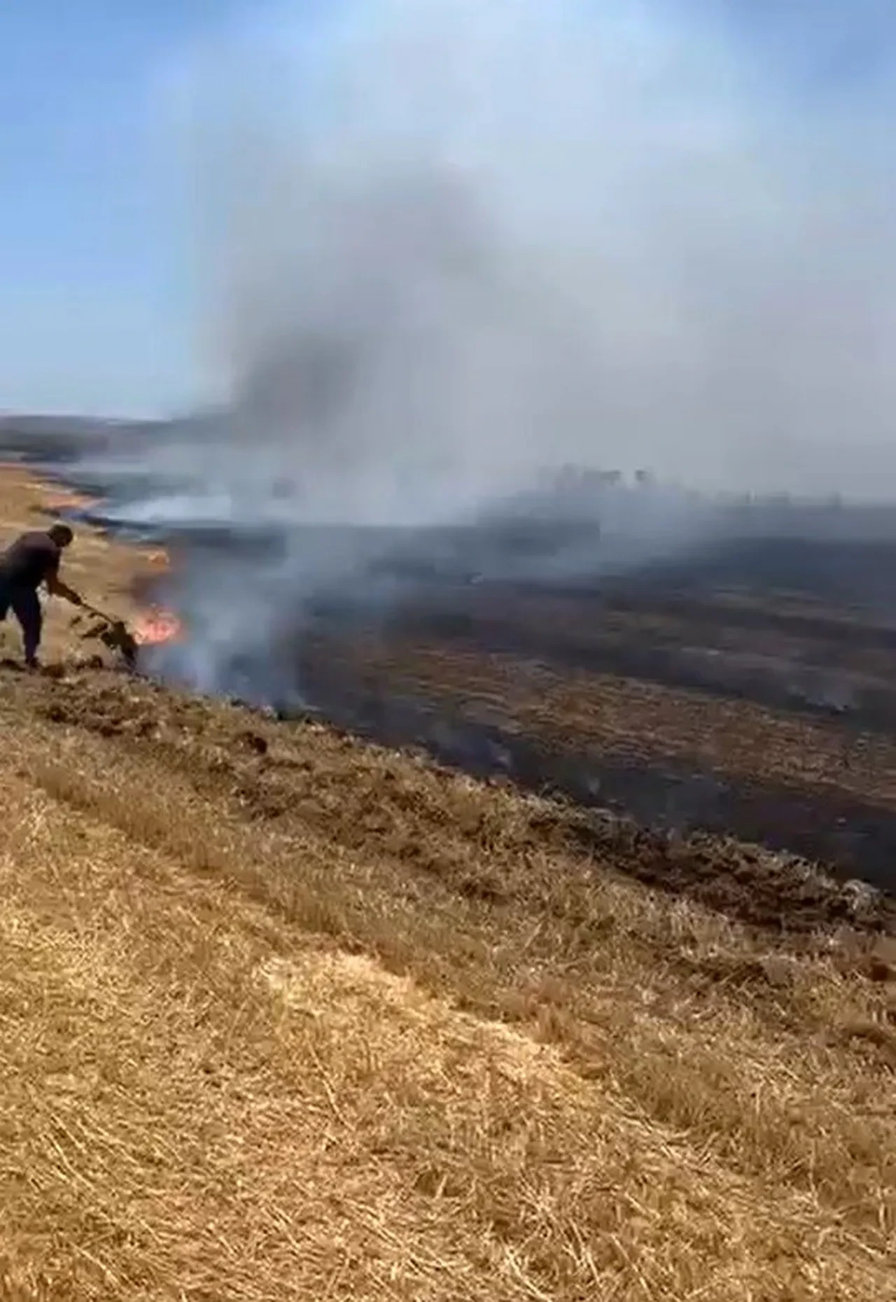 Silivri'de anız yangınında vatandaşlar seferber oldu! Traktörler ve çalılarla müdahale etti