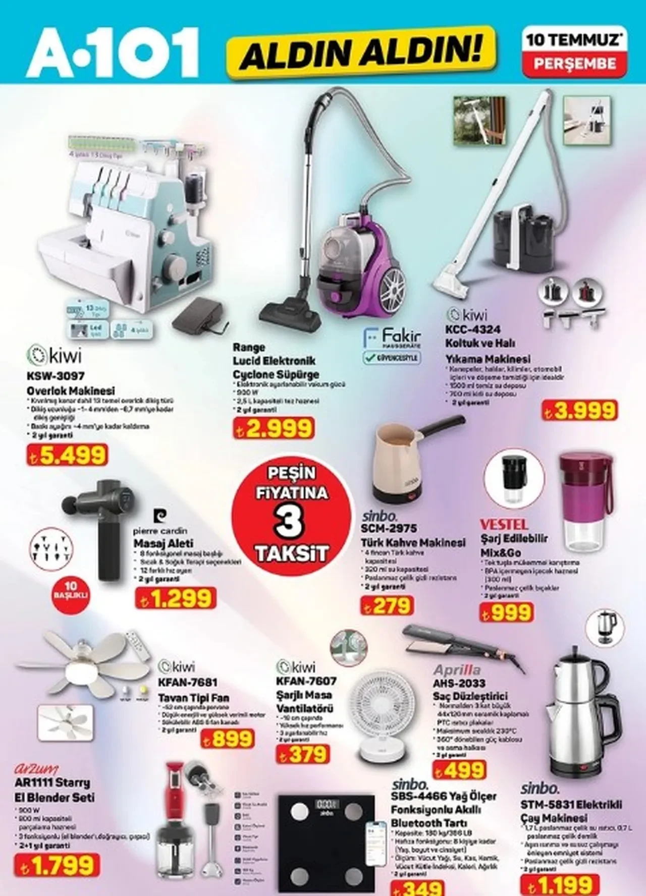 A101 aktüel indirimli ürünler kataloğu 10 Temmuz! Çekme karavan, taşınabilir klima ve bisiklet geliyor