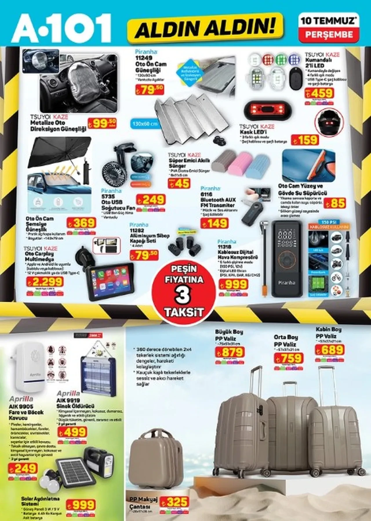 A101 aktüel indirimli ürünler kataloğu 10 Temmuz! Çekme karavan, taşınabilir klima ve bisiklet geliyor