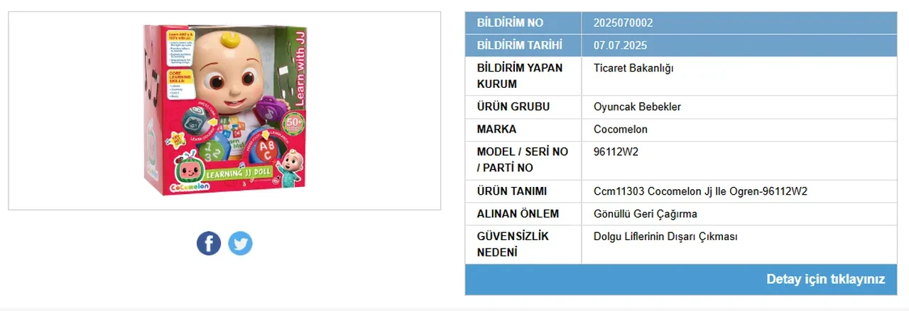 Ebeveynler dikkat! Bebek oyuncağına gönüllü geri çağırma: Bakanlık harekete geçti