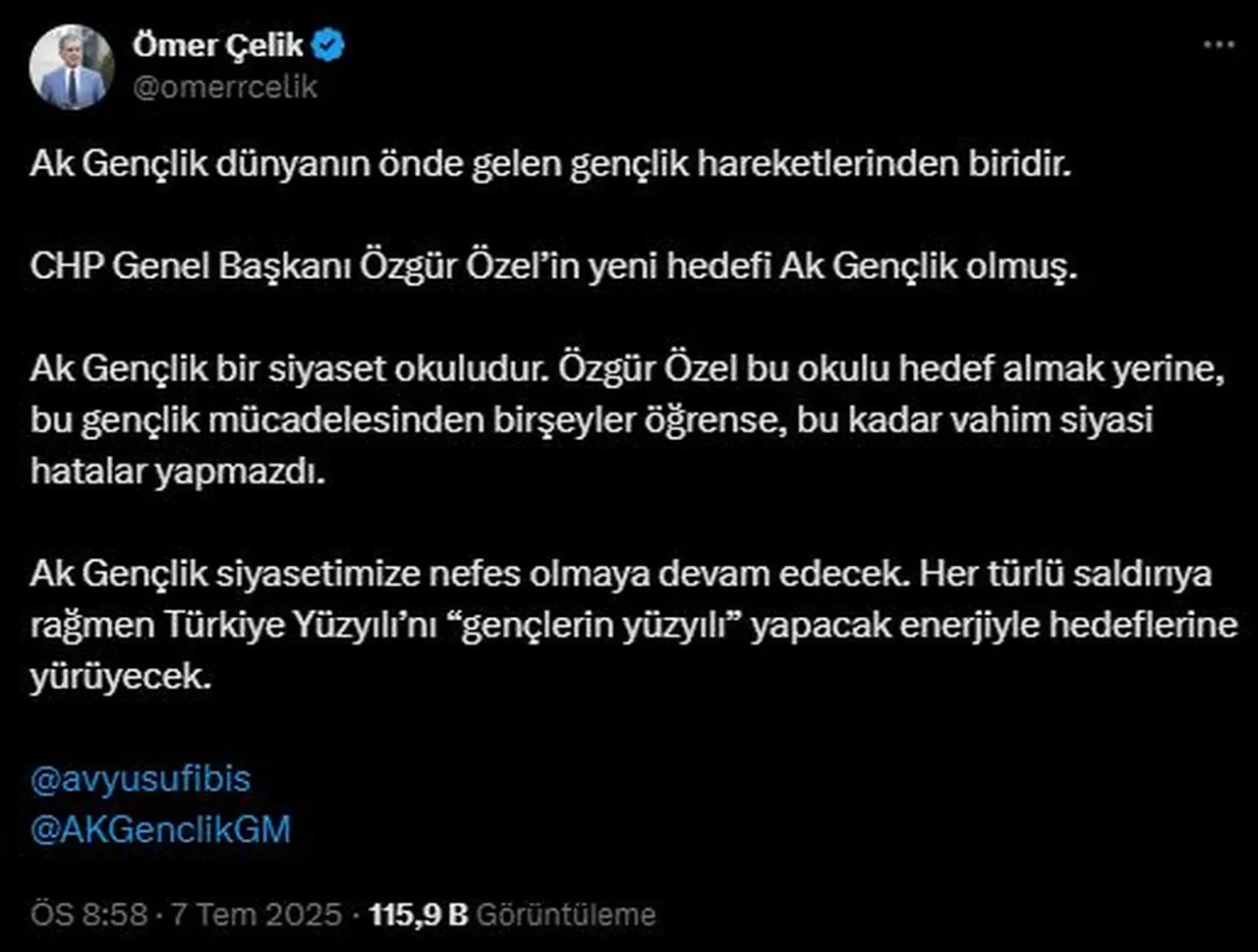 Ömer Çelik'ten Özgür Özel'e AK Gençlik tepkisi: Öğrenseydi vahim hatalar yapmazdı