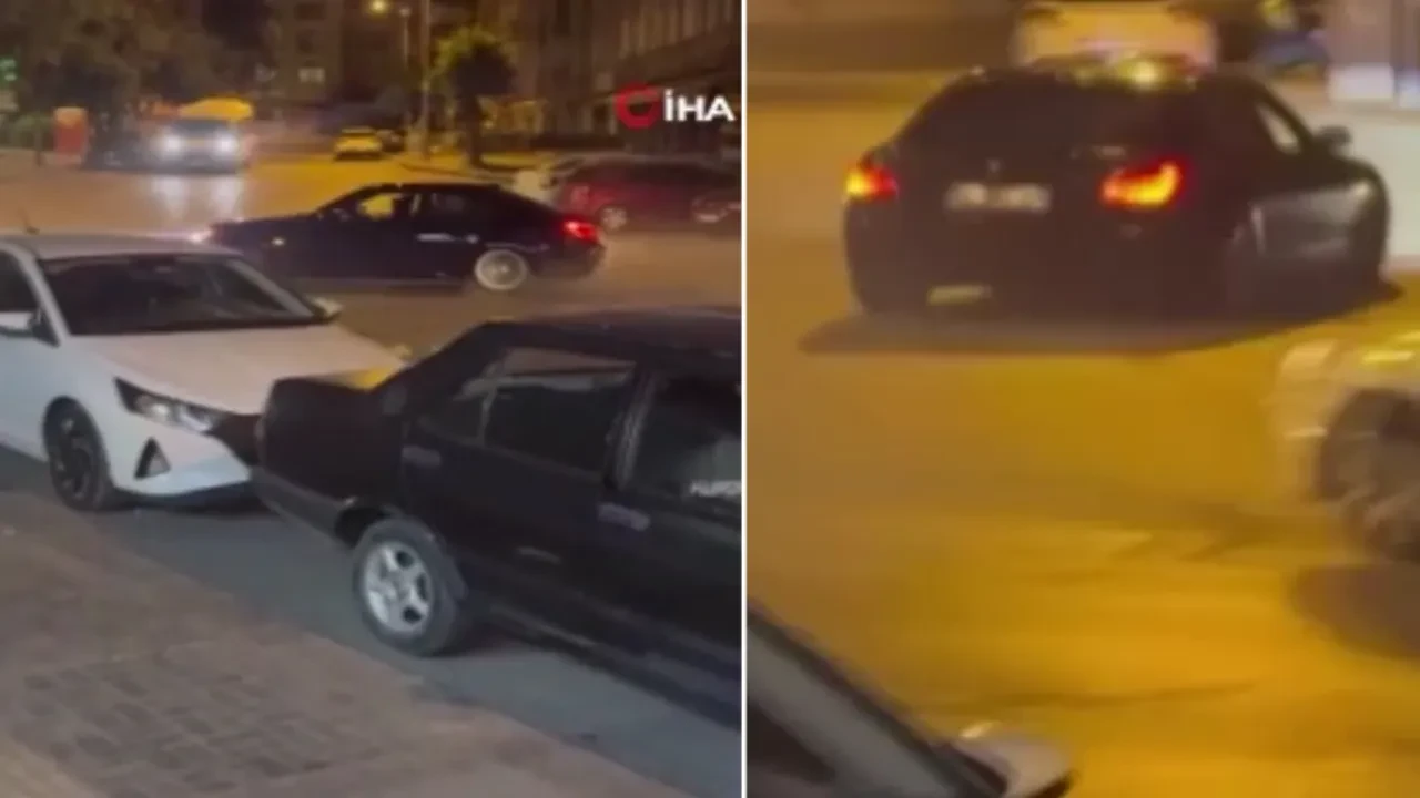 Yolu kapatıp drift attı! Akılalmaz anlar kamerada