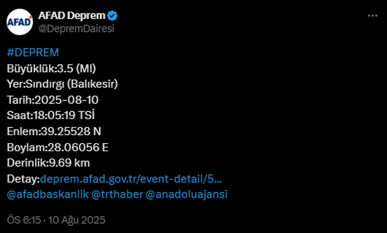 Balıkesir'de deprem! AFAD ve Kandilli duyurdu