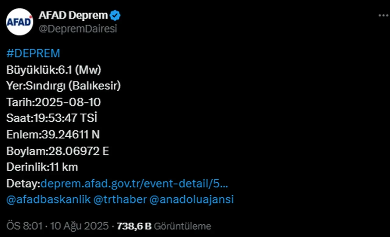 Balıkesir'de şiddetli deprem! İstanbul ve çevre illerde de hissedildi