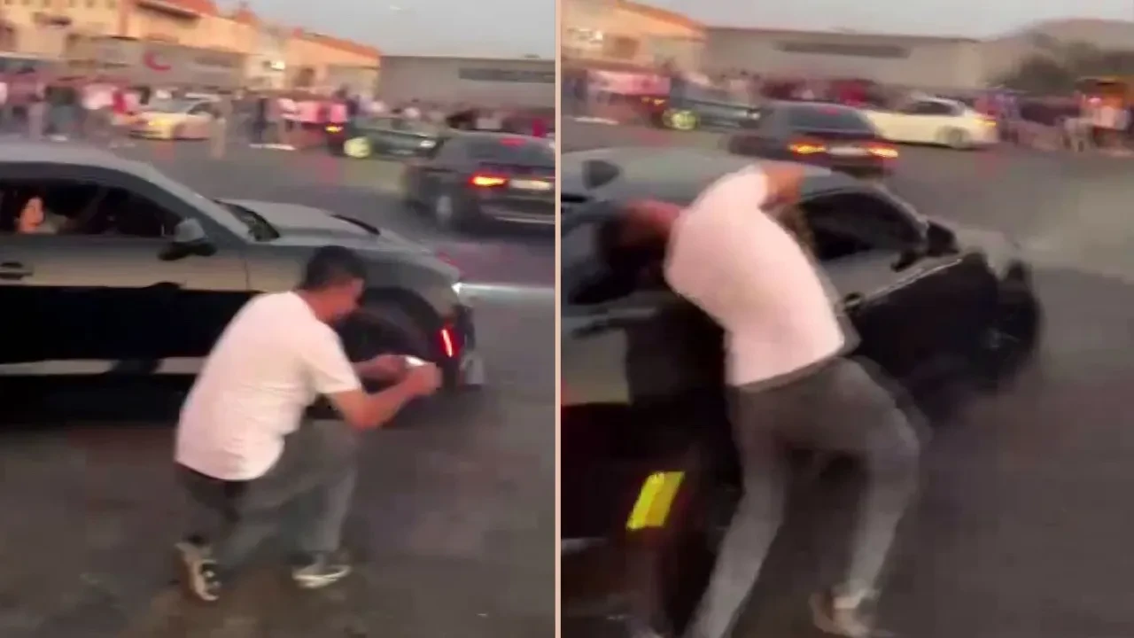 Drift atan aracı kaydederken canından oluyordu! Korkunç kaza kamerada