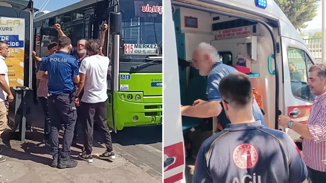 Halk otobüsü şoförü yolcuyu demir sopayla kovaladı! Polisi görünce boynuna bıçak dayadı
