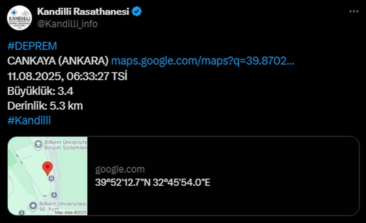 Bir deprem de Ankara'da! Çevre illerden de hissedildi