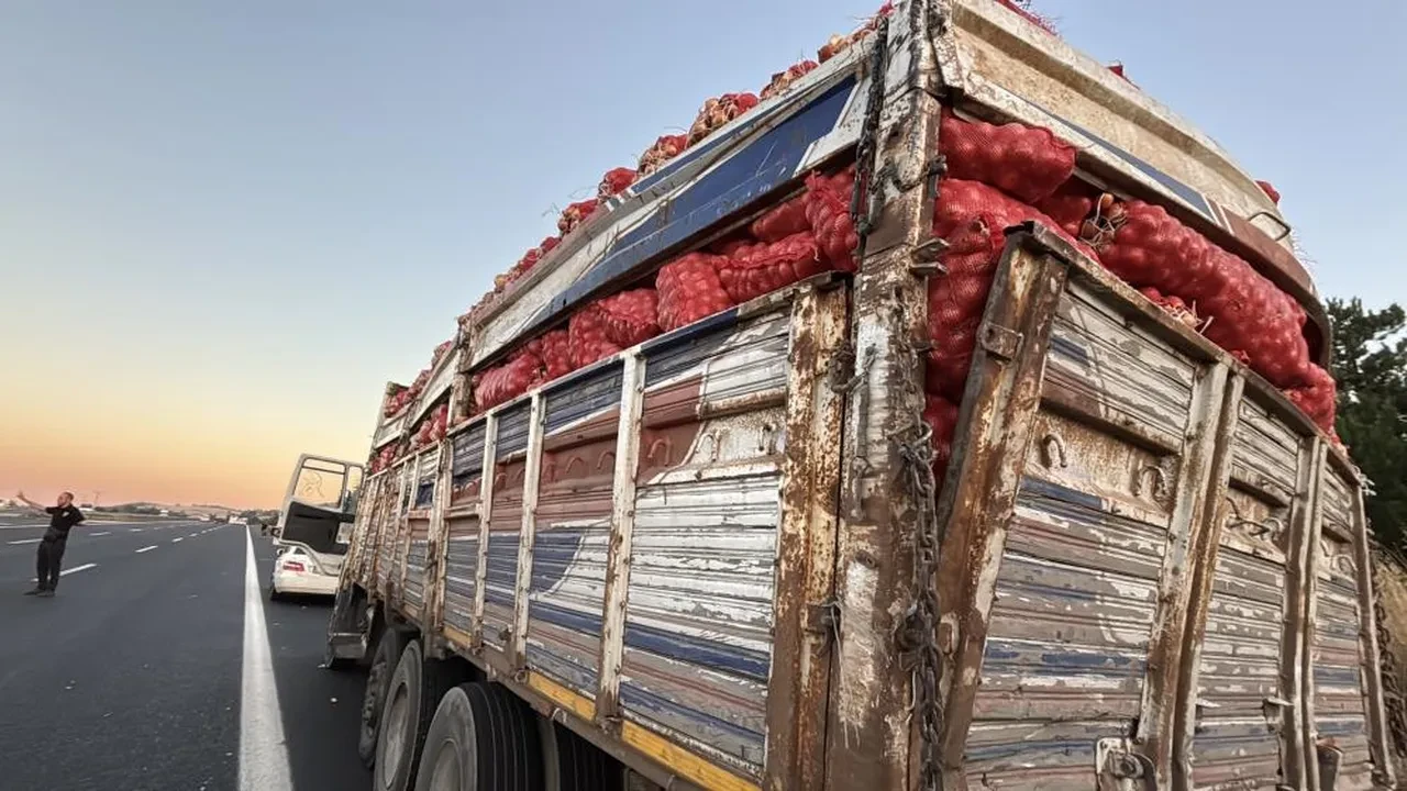 TEM’de otobüs ile soğan yüklü kamyon çarpıştı: 1 ölü, 10 yaralı