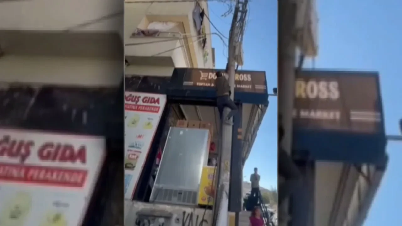 Onarmak için çıktığı elektrik direğinde akıma kapılarak yere çakıldı: O anlar kamerada