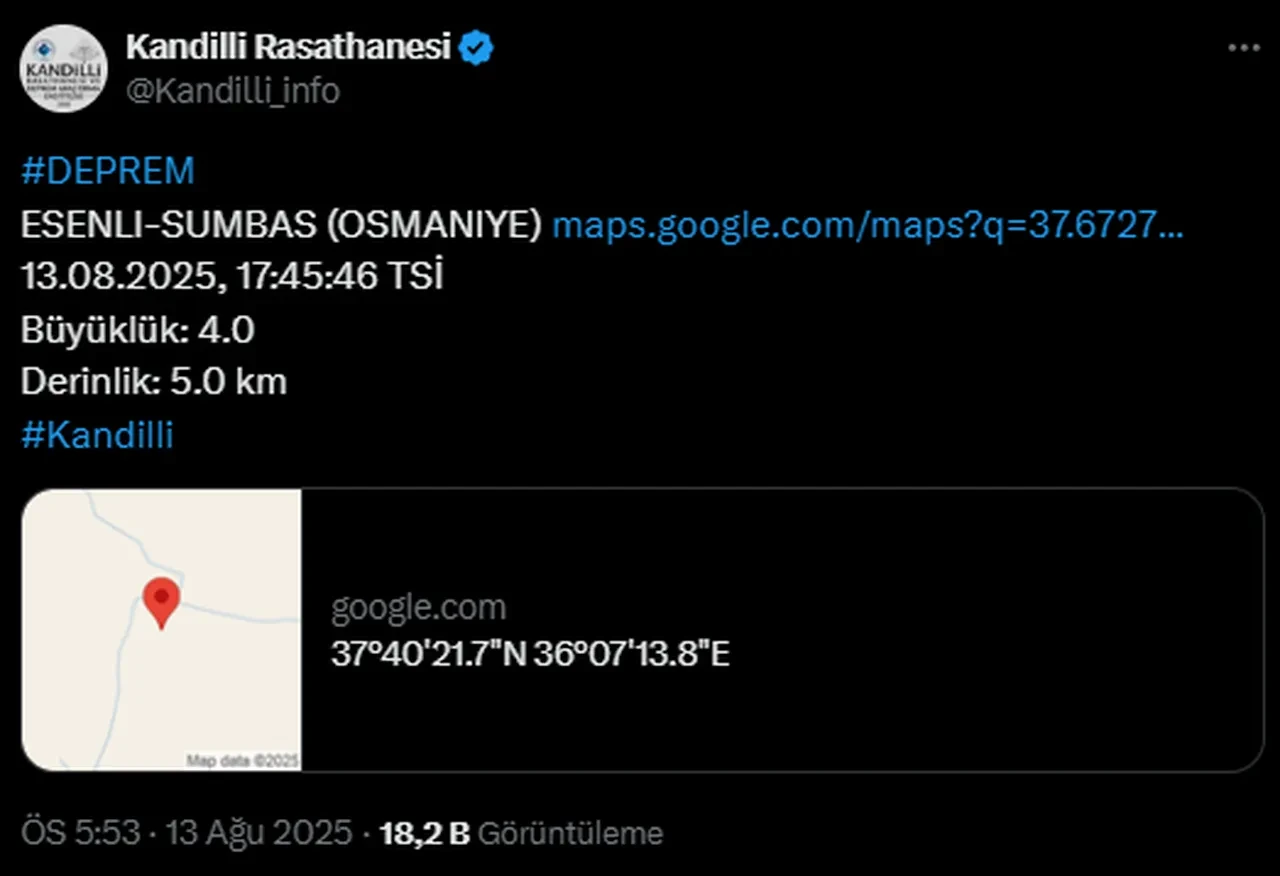 Osmaniye'de korkutan deprem