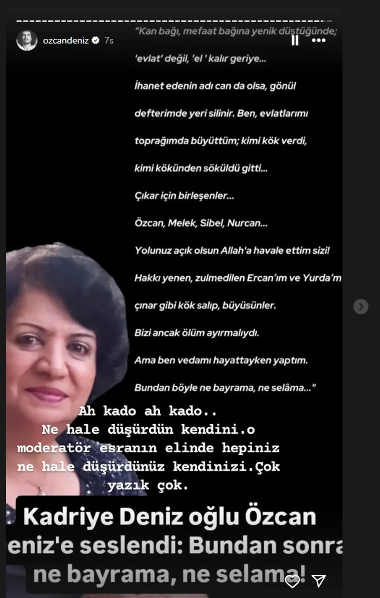Özcan Deniz'in sözleri anne Kadriye Deniz'i çileden çıkardı! Oğlunu sildi