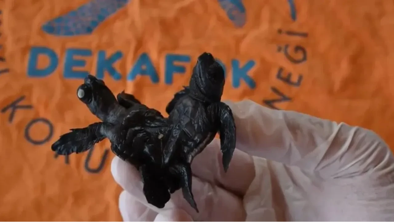 Ender rastlanan olay: Siyam ikizi Caretta caretta yavrusu bulundu