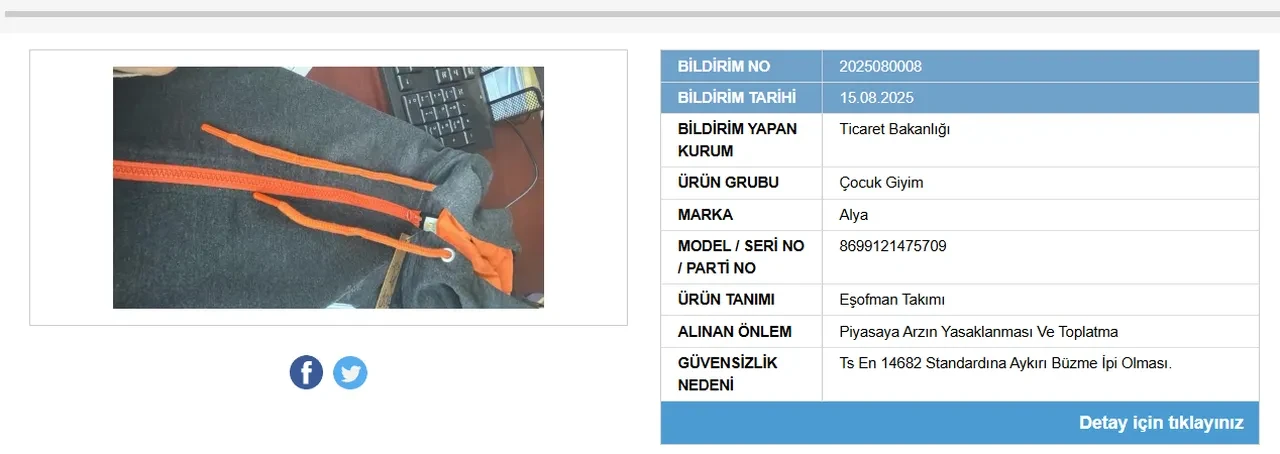 Bakanlık harekete geçti! Çocuk giysisi piyasadan toplatılıyor