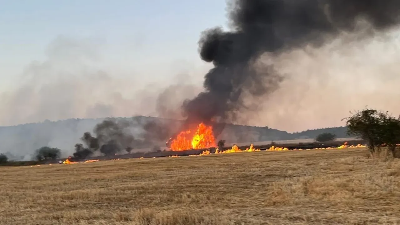 Saman yüklü kamyon alev alev yandı