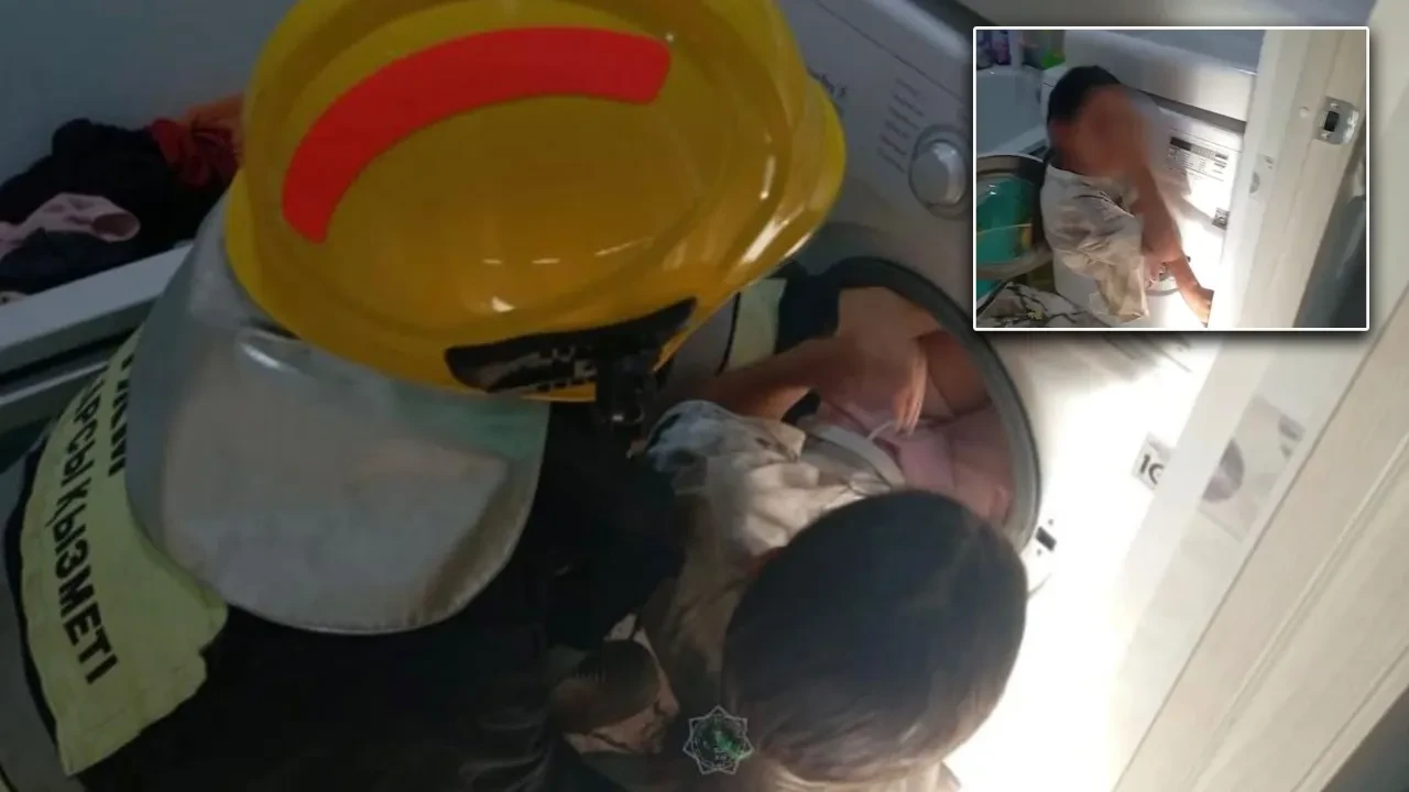 Oyun oynarken çamaşır makinesine sıkıştı, ekipler imdadına yetişti