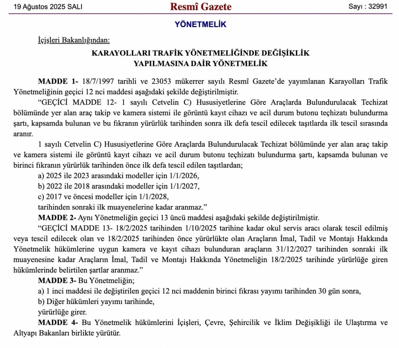 C hususiyetleri sınıfındaki araçlar hangileri?