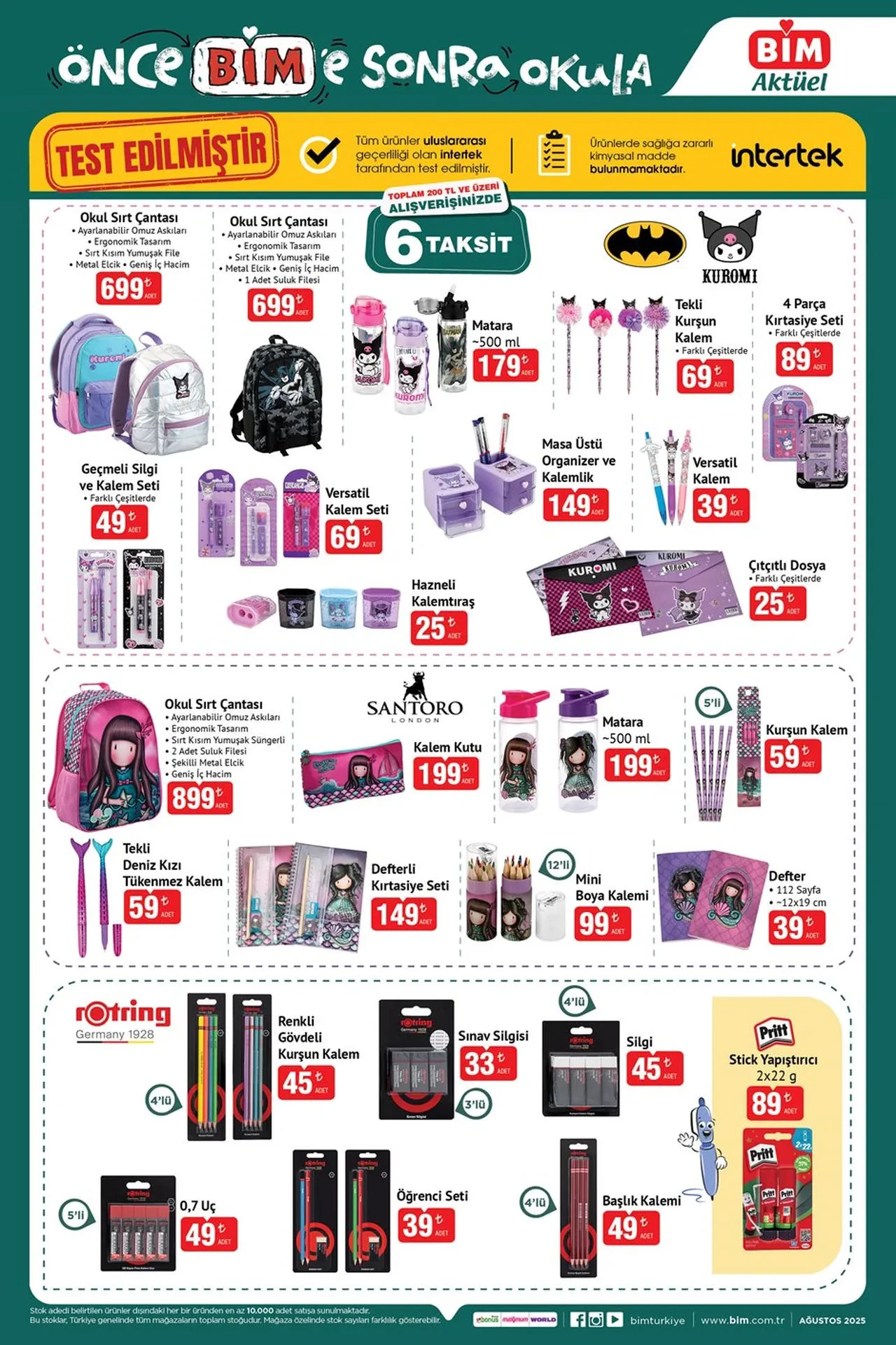BİM kırtasiye ürünleri kataloğu paylaşıldı! Yazıcı, boya setleri, okul çantası, cetvel, renkli kalemler BİM kırtasiye kataloğunda