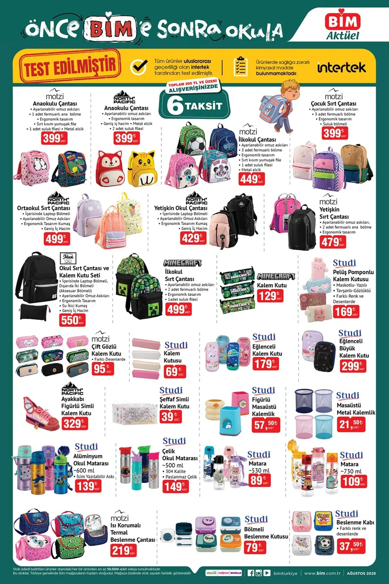 BİM kırtasiye ürünleri kataloğu paylaşıldı! Yazıcı, boya setleri, okul çantası, cetvel, renkli kalemler BİM kırtasiye kataloğunda