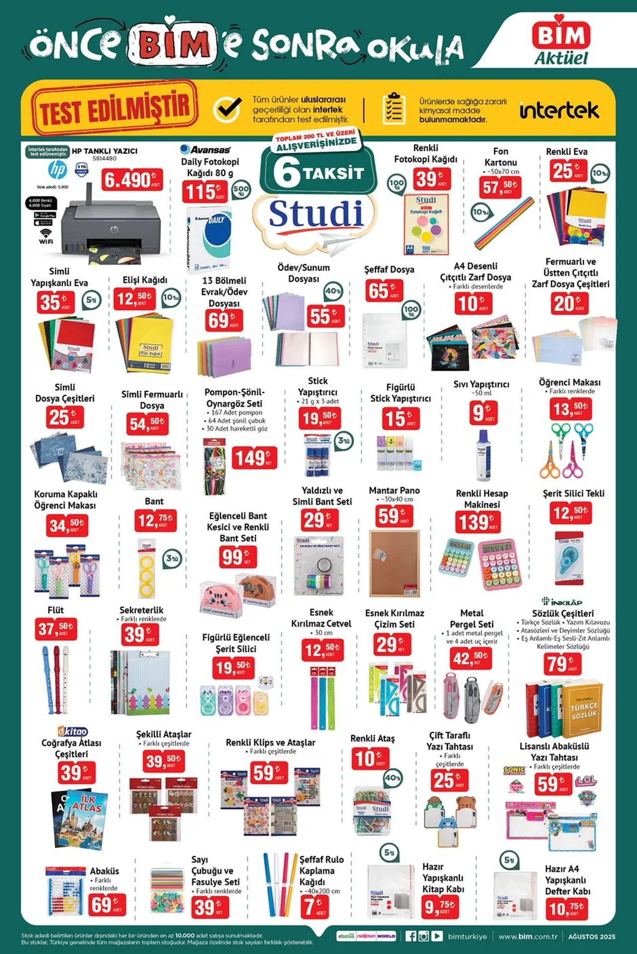 BİM kırtasiye ürünleri kataloğu paylaşıldı! Yazıcı, boya setleri, okul çantası, cetvel, renkli kalemler BİM kırtasiye kataloğunda