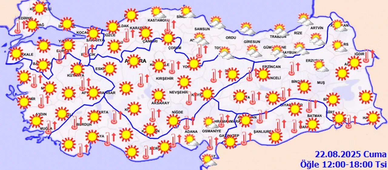 Meteoroloji uyardı! Kavrulacağız! İşte 22 Ağustos 2025 il il hava durumu...