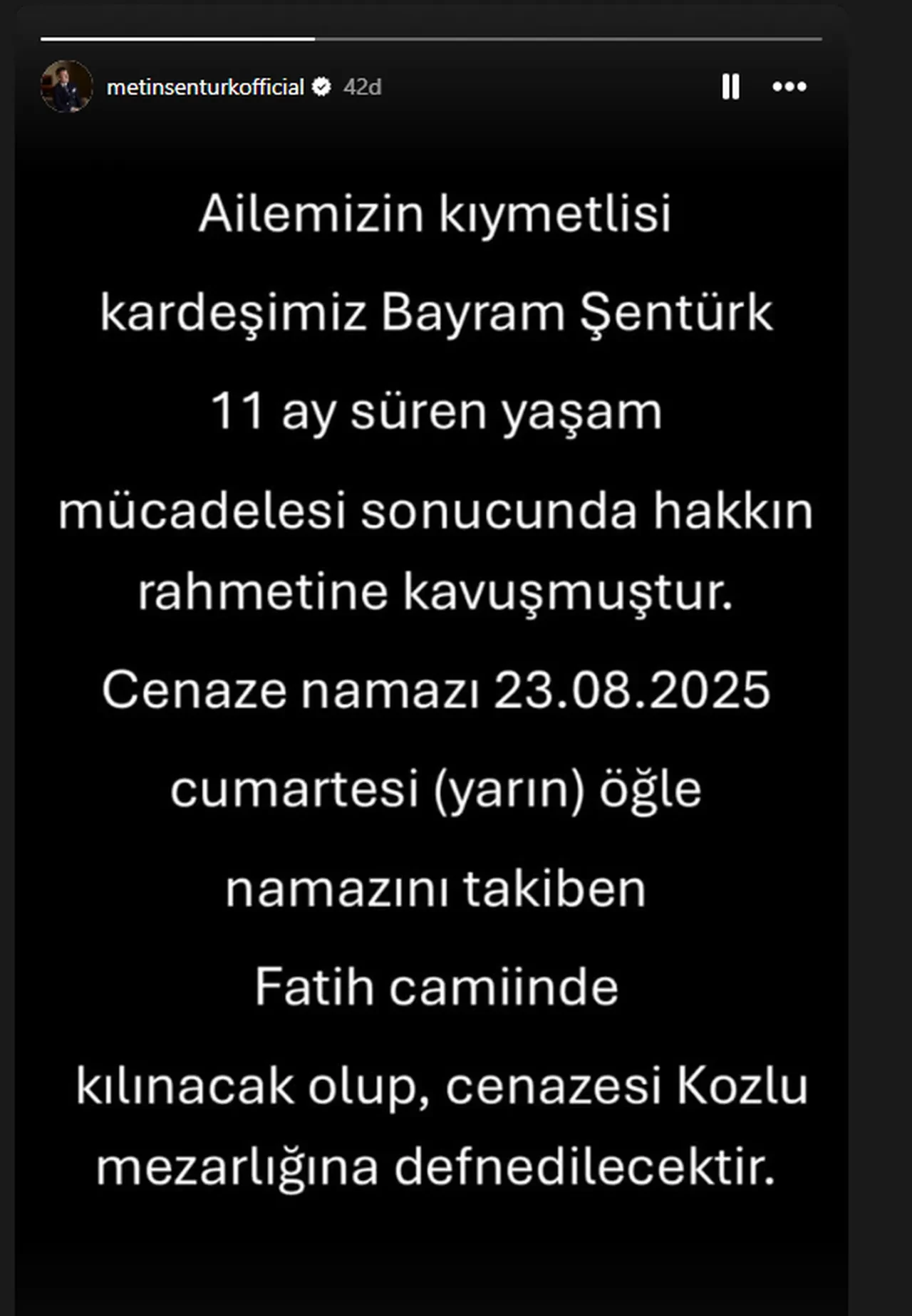 Metin Şentürk'ün acı günü! Kardeşi Bayram Şentürk hayatını kaybetti 