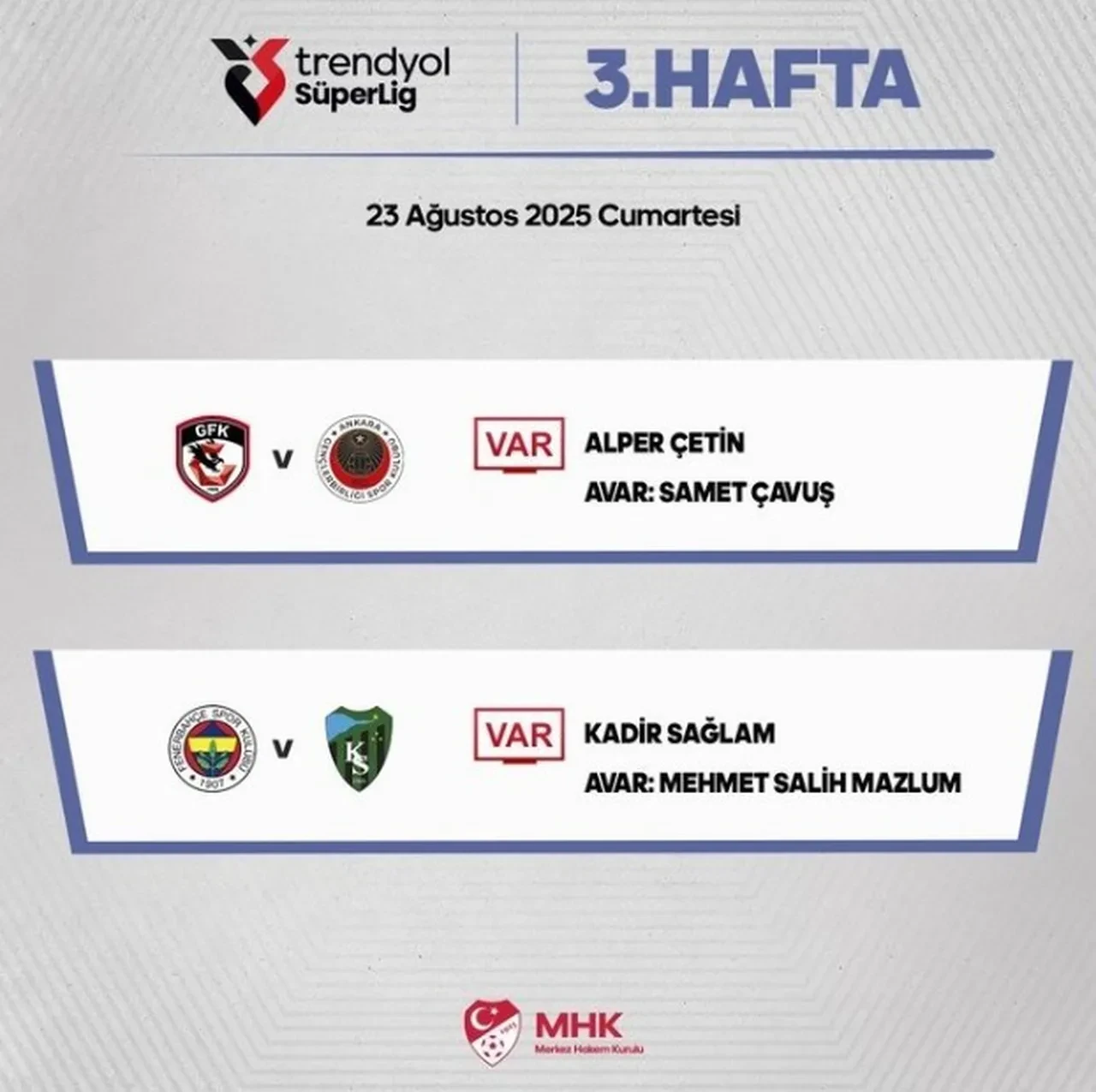 Fenerbahçe - Kocaelispor maçının VAR hakemi belli oldu