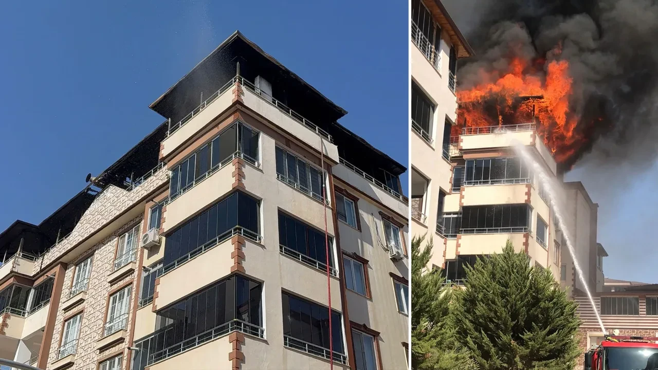 Gaziantep'te yangın paniği! 4 katlı binanın terası alevlere teslim oldu