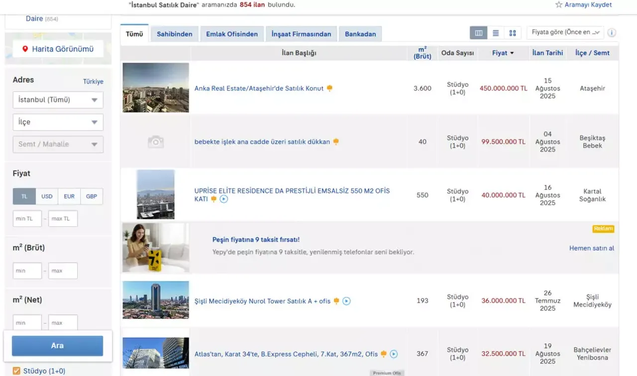 İstanbul'da 1+0 stüdyo daireler yeniden satışta! Dudak uçuklatan rakamlar  