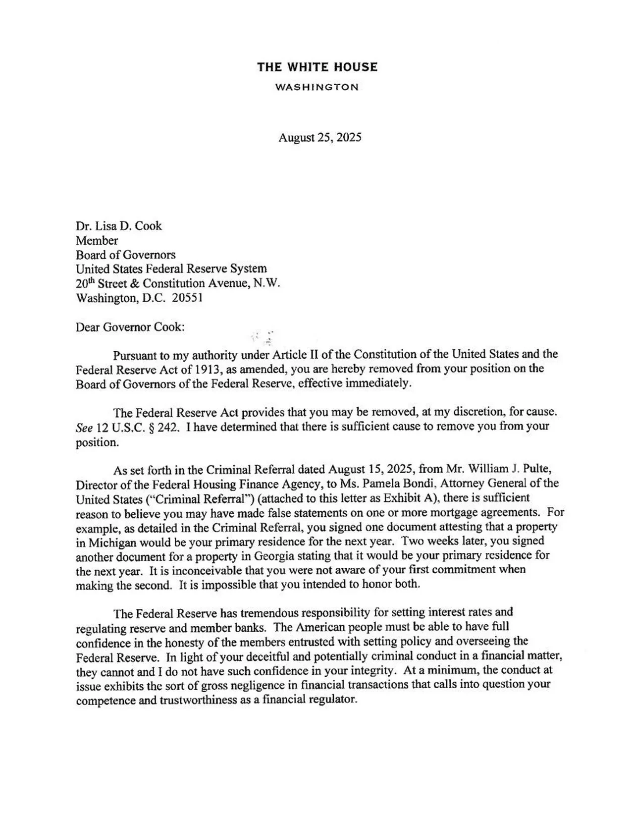 Fed'de deprem! Donald Trump görevden aldı