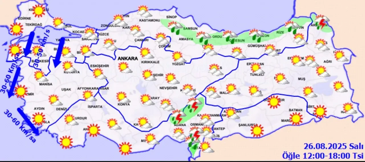 Meteoroloji'den üç uyarı: Yağış, rüzgar ve kavurucu sıcak görülecek