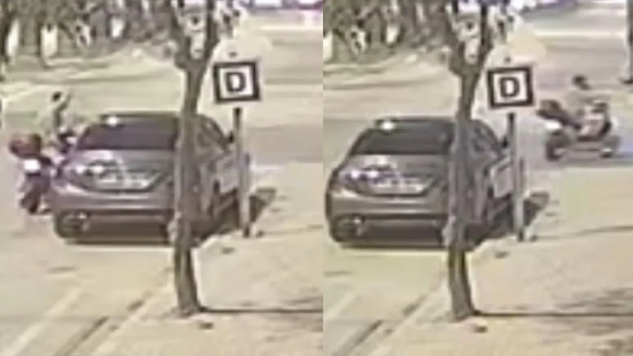 Park halindeki araca zarar verdi, polisi görünce kayıplara karıştı
