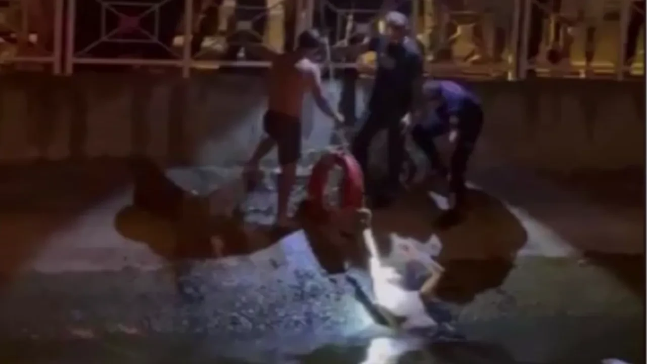 Uygulamadan kaçıp kanala atladı! Canını zor kurtardı