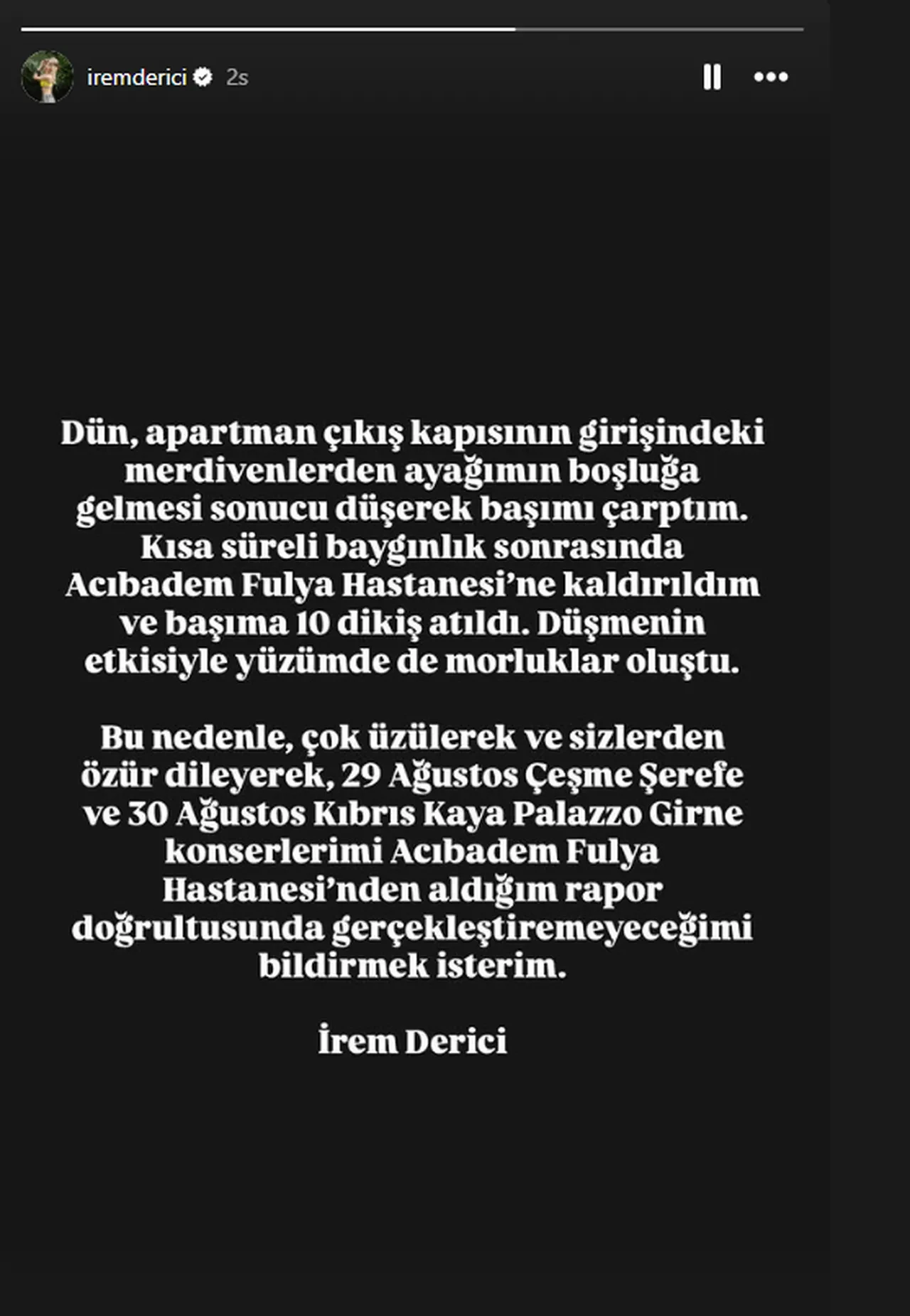 İrem Derici yine hastaneye kaldırıldı! Konserlerini iptal etti 