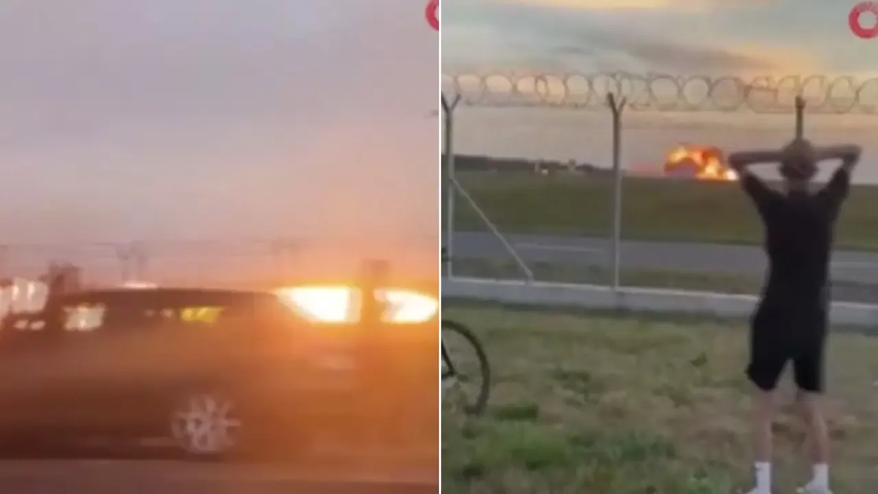 Polonya'da F-16 savaş uçağı yere çakıldı! Dehşet anları kamerada 