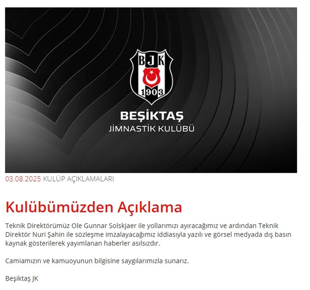Beşiktaş'ta Nuri Şahin bombası! İddialar gündem olmuştu: Beklenen açıklama geldi