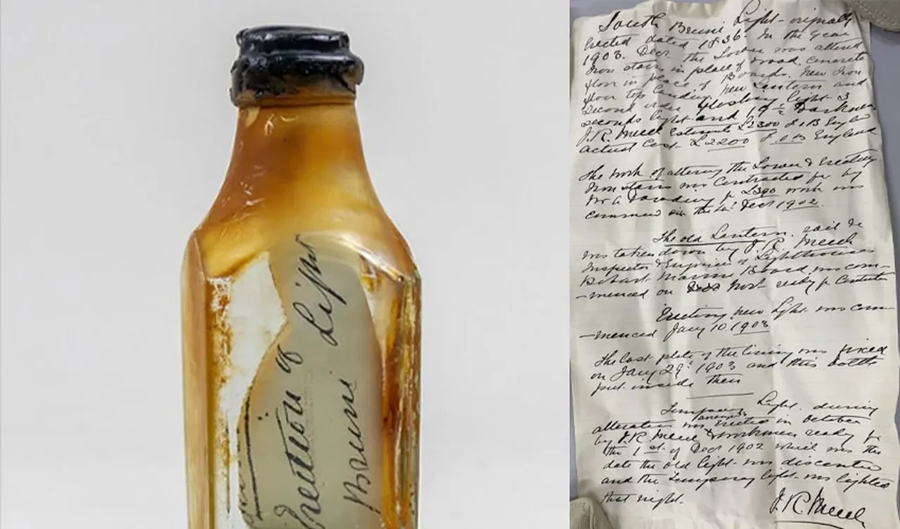 Deniz fenerinin duvarından 122 yıllık şişe çıktı! İçindeki mektup her şeyi açıklığa kavuşturdu