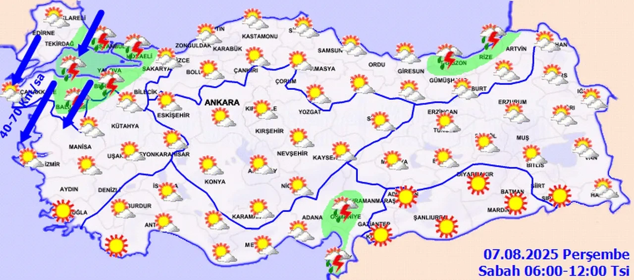 İstanbul’da bugün yağmur var mı 7 Ağustos? Gece saatlerinde şimşekler durmadı