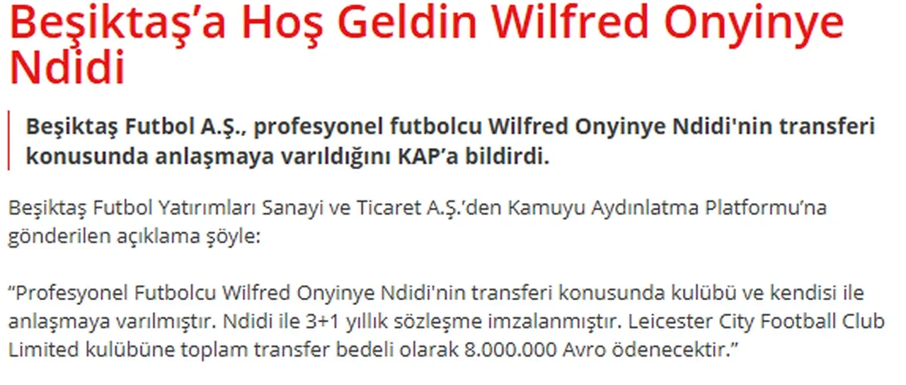 Wilfred Ndidi Beşiktaş'ta! Bonservisi belli oldu