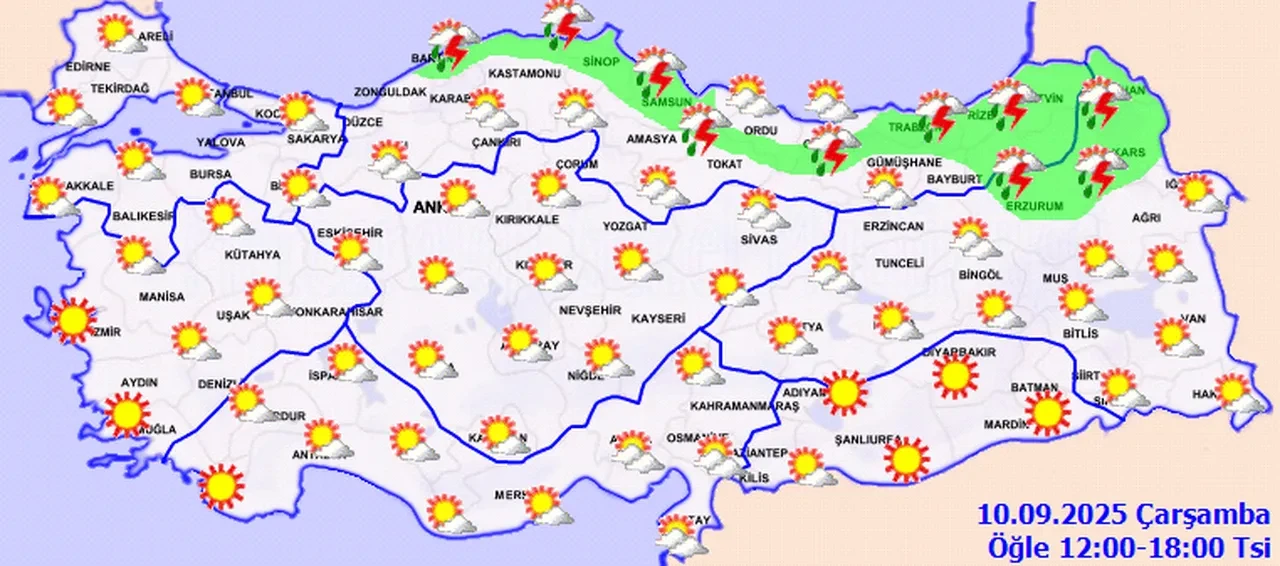 Meteoroloji'den 13 kente sağanak uyarısı! Kuzeyde yağmur, güneyde sıcak etkili olacak